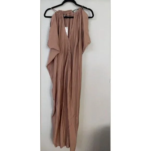 Zara Tan Halter Maxi Dress With Drawstring Back Detail Boho - Size S - Picture 7 of 7